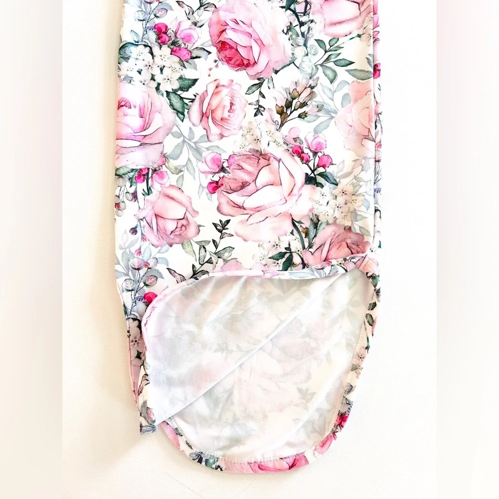 🌸 Sweet Watercolor Rose Baby Sleeper Gown – Size 1-3 Months